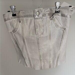 Silver Metallic Corset Top Zara